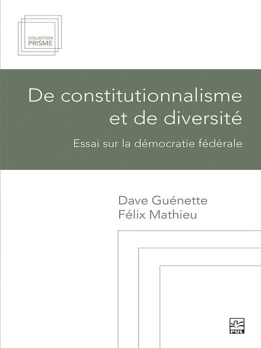 Title details for De constitutionnalisme et de diversité by Félix Mathieu - Available